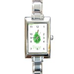 Pear Fruit Watercolor Painted Rectangle Italian Charm Watch Front