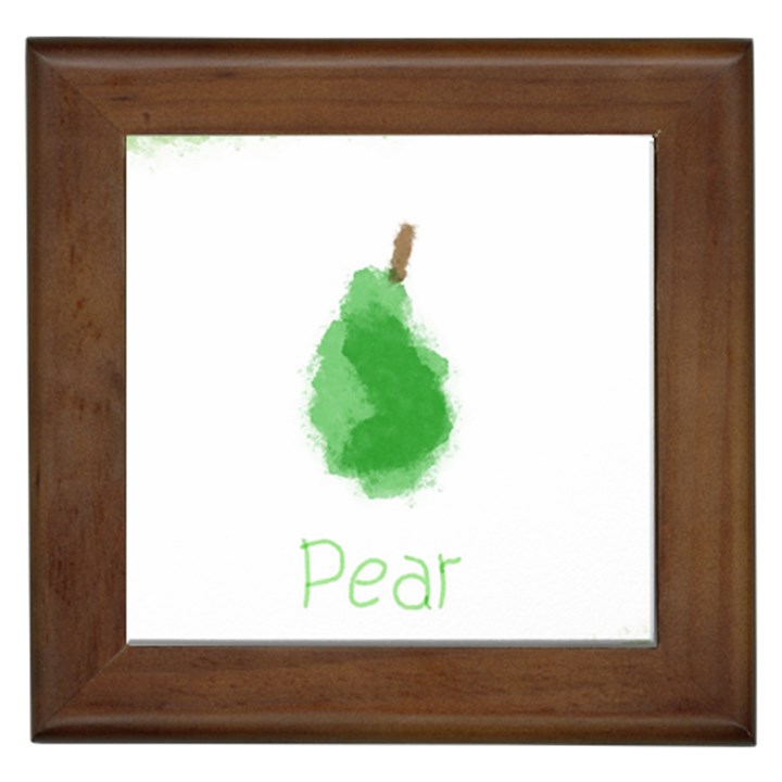 Pear Fruit Watercolor Painted Framed Tile