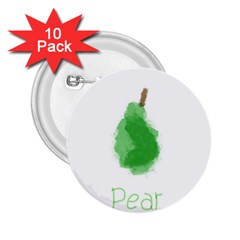 Pear Fruit Watercolor Painted 2.25  Buttons (10 pack) 