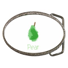 Pear Fruit Watercolor Painted Belt Buckles by Mariart