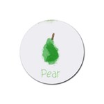 Pear Fruit Watercolor Painted Rubber Coaster (Round)  Front