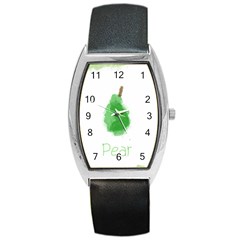 Pear Fruit Watercolor Painted Barrel Style Metal Watch by Mariart