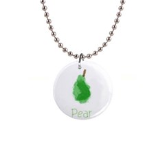 Pear Fruit Watercolor Painted 1  Button Necklace by Mariart