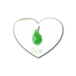 Pear Fruit Watercolor Painted Rubber Coaster (Heart)  Front