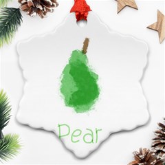 Pear Fruit Watercolor Painted Ornament (Snowflake)