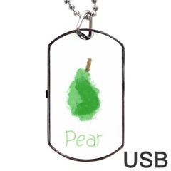 Pear Fruit Watercolor Painted Dog Tag Usb Flash (one Side) by Mariart