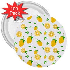 Illustrations Lemon Citrus Fruit Yellow 3  Buttons (100 pack) 