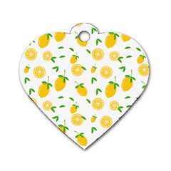 Illustrations Lemon Citrus Fruit Yellow Dog Tag Heart (One Side)