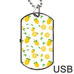 Illustrations Lemon Citrus Fruit Yellow Dog Tag USB Flash (Two Sides)