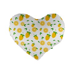 Illustrations Lemon Citrus Fruit Yellow Standard 16  Premium Flano Heart Shape Cushions