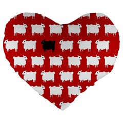 Black Sheep Large 19  Premium Heart Shape Cushions by NoHang