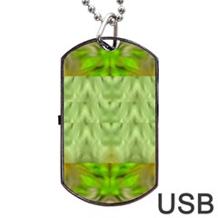 Landscape In A Green Structural Habitat Ornate Dog Tag Usb Flash (one Side) by pepitasart