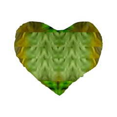 Landscape In A Green Structural Habitat Ornate Standard 16  Premium Heart Shape Cushions by pepitasart