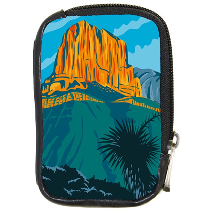 Guadalupe Mountains National Park with El Capitan Peak Texas United States WPA Poster Art Color Compact Camera Leather Case