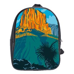 Guadalupe Mountains National Park With El Capitan Peak Texas United States Wpa Poster Art Color School Bag (xl) by retrovectors