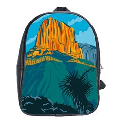 Guadalupe Mountains National Park With El Capitan Peak Texas United States Wpa Poster Art Color School Bag (large) by retrovectors