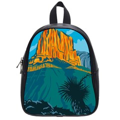 Guadalupe Mountains National Park With El Capitan Peak Texas United States Wpa Poster Art Color School Bag (small) by retrovectors