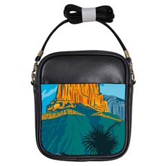 Guadalupe Mountains National Park With El Capitan Peak Texas United States Wpa Poster Art Color Girls Sling Bag by retrovectors