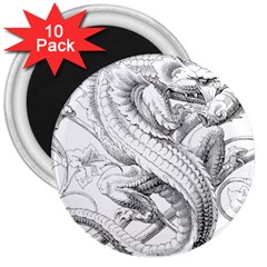 Dragon Lizard Vector Monster 3  Magnets (10 Pack)  by HermanTelo