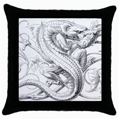 Dragon Lizard Vector Monster Throw Pillow Case (black) by HermanTelo