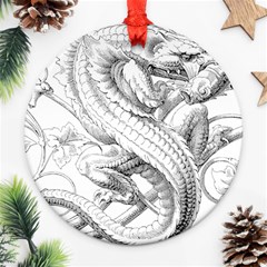 Dragon Lizard Vector Monster Round Ornament (two Sides) by HermanTelo