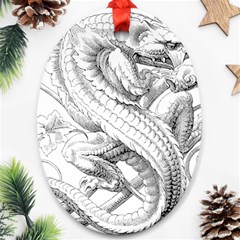 Dragon Lizard Vector Monster Oval Ornament (two Sides)