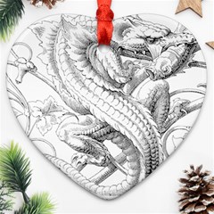 Dragon Lizard Vector Monster Heart Ornament (two Sides) by HermanTelo