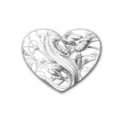 Dragon Lizard Vector Monster Rubber Coaster (heart)  by HermanTelo