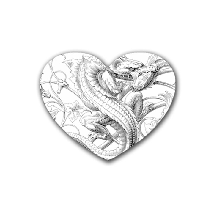 Dragon Lizard Vector Monster Rubber Coaster (Heart) 