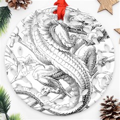 Dragon Lizard Vector Monster Round Filigree Ornament (two Sides) by HermanTelo