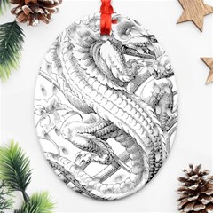 Dragon Lizard Vector Monster Ornament (oval Filigree) by HermanTelo