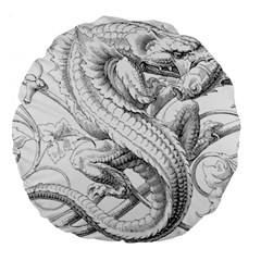 Dragon Lizard Vector Monster Large 18  Premium Flano Round Cushions