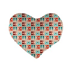 Retro Digital Standard 16  Premium Flano Heart Shape Cushions by Mariart