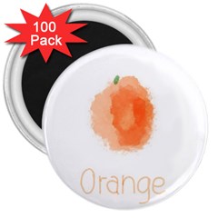 Orange Fruit Watercolor Painted 3  Magnets (100 Pack) by Mariart