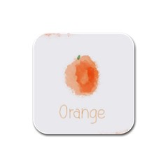 Orange Fruit Watercolor Painted Rubber Square Coaster (4 Pack)  by Mariart