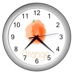 Orange Fruit Watercolor Painted Wall Clock (silver) by Mariart