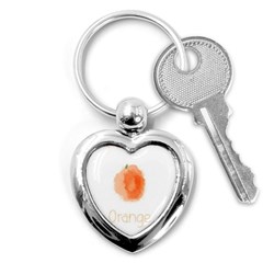 Orange Fruit Watercolor Painted Key Chain (heart) by Mariart