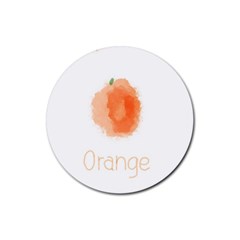 Orange Fruit Watercolor Painted Rubber Coaster (round)  by Mariart