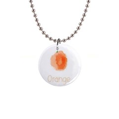 Orange Fruit Watercolor Painted 1  Button Necklace by Mariart