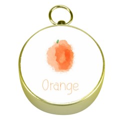 Orange Fruit Watercolor Painted Gold Compasses by Mariart