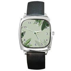 Banana Pattern Plant Square Metal Watch by Mariart