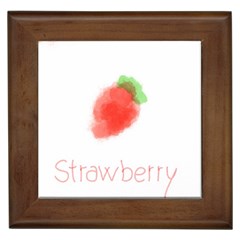 Strawbery Fruit Watercolor Painted Framed Tile by Mariart