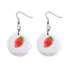 Strawbery Fruit Watercolor Painted Mini Button Earrings