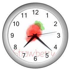 Strawbery Fruit Watercolor Painted Wall Clock (silver) by Mariart