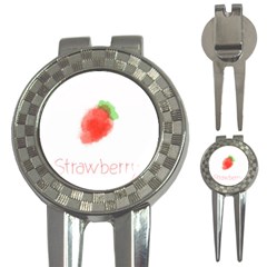 Strawbery Fruit Watercolor Painted 3-in-1 Golf Divots by Mariart