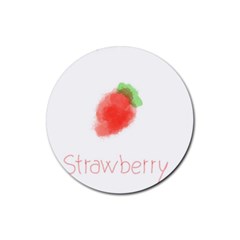 Strawbery Fruit Watercolor Painted Rubber Coaster (round)  by Mariart