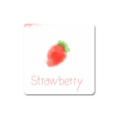 Strawbery Fruit Watercolor Painted Square Magnet by Mariart