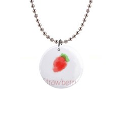 Strawbery Fruit Watercolor Painted 1  Button Necklace by Mariart