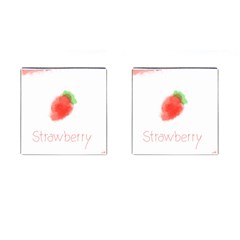 Strawbery Fruit Watercolor Painted Cufflinks (square) by Mariart