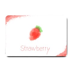 Strawbery Fruit Watercolor Painted Small Doormat  by Mariart